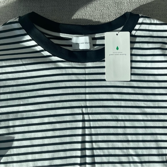 NWT United Arrows Green Label Black and White Striped Tee - Picture 2 of 3